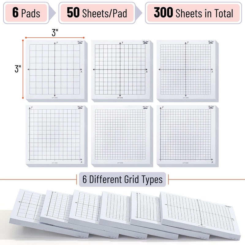 Mr. Pen- Graph Paper Sticky Notes, 6 Pads, 3x3 Inch, Graph Sticky Notes, Math Graph Paper, Graphing Sticky Notes, Grid Sticky Notes, Grid Notepad, Mini Graph Paper - Image 2